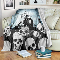 Funny Halloween F’Caw Raven Blanket Black Bird Crow With Skulls - Wonder Print Shop