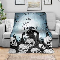 Funny Halloween F’Caw Raven Blanket Black Bird Crow With Skulls - Wonder Print Shop