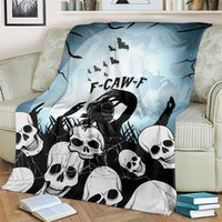 Funny Halloween F’Caw Raven Blanket Black Bird Crow With Skulls - Wonder Print Shop