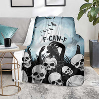 Funny Halloween F’Caw Raven Blanket Black Bird Crow With Skulls - Wonder Print Shop