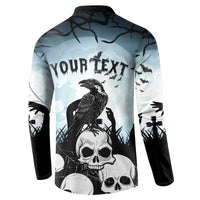Personalized Funny Halloween F’Caw Raven Button Sweatshirt Black Bird Crow With Skulls - Wonder Print Shop