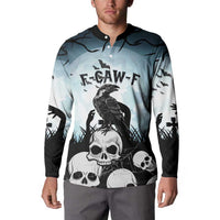 Personalized Funny Halloween F’Caw Raven Button Sweatshirt Black Bird Crow With Skulls - Wonder Print Shop