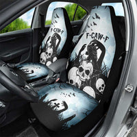 Funny Halloween F’Caw Raven Car Seat Cover Black Bird Crow With Skulls - Wonder Print Shop