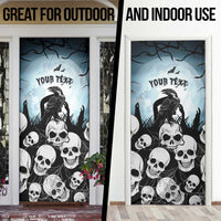 Personalized Funny Halloween F’Caw Raven Door Cover Black Bird Crow With Skulls - Wonder Print Shop