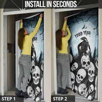 Personalized Funny Halloween F’Caw Raven Door Cover Black Bird Crow With Skulls - Wonder Print Shop