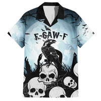 Personalized Funny Halloween F’Caw Raven Family Matching Off Shoulder Maxi Dress and Hawaiian Shirt Black Bird Crow With Skulls - Wonder Print Shop