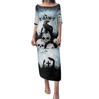 Personalized Funny Halloween F’Caw Raven Family Matching Puletasi and Hawaiian Shirt Black Bird Crow With Skulls - Wonder Print Shop