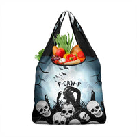 Funny Halloween F’Caw Raven Grocery Bag Black Bird Crow With Skulls - Wonder Print Shop