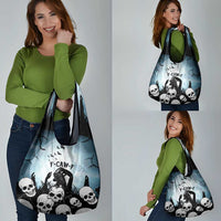 Funny Halloween F’Caw Raven Grocery Bag Black Bird Crow With Skulls - Wonder Print Shop