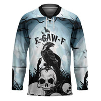 Personalized Funny Halloween F’Caw Raven Hockey Jersey Black Bird Crow With Skulls - Wonder Print Shop