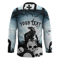 Personalized Funny Halloween F’Caw Raven Hockey Jersey Black Bird Crow With Skulls - Wonder Print Shop