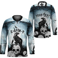 Personalized Funny Halloween F’Caw Raven Hockey Jersey Black Bird Crow With Skulls - Wonder Print Shop