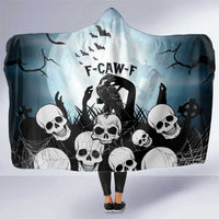 Funny Halloween F’Caw Raven Hooded Blanket Black Bird Crow With Skulls - Wonder Print Shop