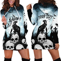 Personalized Funny Halloween F’Caw Raven Hoodie Dress Black Bird Crow With Skulls - Wonder Print Shop