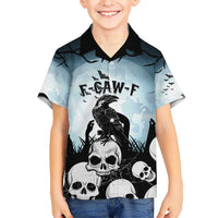 Personalized Funny Halloween F’Caw Raven Kid Hawaiian Shirt Black Bird Crow With Skulls - Wonder Print Shop