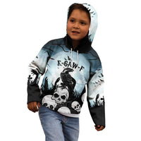 Personalized Funny Halloween F’Caw Raven Kid Hoodie Black Bird Crow With Skulls - Wonder Print Shop