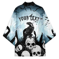 Personalized Funny Halloween F’Caw Raven Kimono Black Bird Crow With Skulls - Wonder Print Shop
