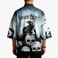 Personalized Funny Halloween F’Caw Raven Kimono Black Bird Crow With Skulls - Wonder Print Shop