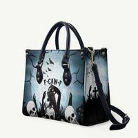 Funny Halloween F’Caw Raven Leather Bag Black Bird Crow With Skulls - Wonder Print Shop