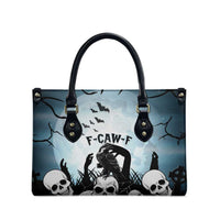 Funny Halloween F’Caw Raven Leather Bag Black Bird Crow With Skulls - Wonder Print Shop