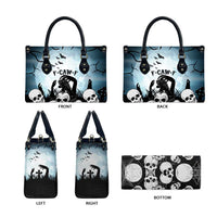 Funny Halloween F’Caw Raven Leather Bag Black Bird Crow With Skulls - Wonder Print Shop