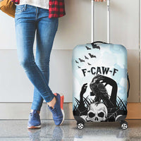 Funny Halloween F’Caw Raven Luggage Cover Black Bird Crow With Skulls - Wonder Print Shop