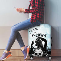 Funny Halloween F’Caw Raven Luggage Cover Black Bird Crow With Skulls - Wonder Print Shop