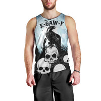 Personalized Funny Halloween F’Caw Raven Men Tank Top Black Bird Crow With Skulls - Wonder Print Shop