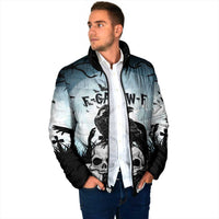 Personalized Funny Halloween F’Caw Raven Padded Jacket Black Bird Crow With Skulls - Wonder Print Shop