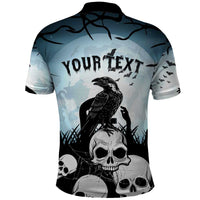 Personalized Funny Halloween F’Caw Raven Polo Shirt Black Bird Crow With Skulls - Wonder Print Shop