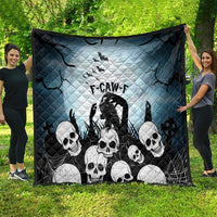 Funny Halloween F’Caw Raven Quilt Black Bird Crow With Skulls - Wonder Print Shop