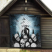 Funny Halloween F’Caw Raven Quilt Black Bird Crow With Skulls - Wonder Print Shop
