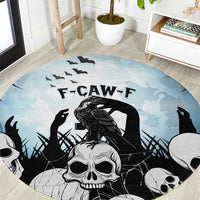 Funny Halloween F’Caw Raven Round Carpet Black Bird Crow With Skulls - Wonder Print Shop