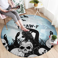 Funny Halloween F’Caw Raven Round Carpet Black Bird Crow With Skulls - Wonder Print Shop