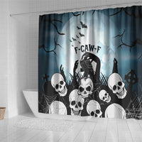 Funny Halloween F’Caw Raven Shower Curtain Black Bird Crow With Skulls - Wonder Print Shop