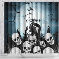 Funny Halloween F’Caw Raven Shower Curtain Black Bird Crow With Skulls - Wonder Print Shop