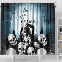 Funny Halloween F’Caw Raven Shower Curtain Black Bird Crow With Skulls - Wonder Print Shop