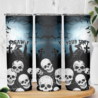 Personalized Funny Halloween F’Caw Raven Skinny Tumbler Black Bird Crow With Skulls - Wonder Print Shop