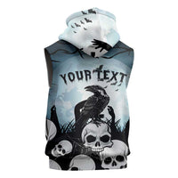 Personalized Funny Halloween F’Caw Raven Sleeveless Zip Hoodie Black Bird Crow With Skulls - Wonder Print Shop