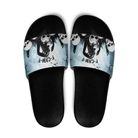 Funny Halloween F’Caw Raven Slide Sandals Black Bird Crow With Skulls - Wonder Print Shop