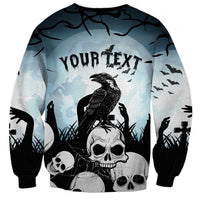 Personalized Funny Halloween F’Caw Raven Sweatshirt Black Bird Crow With Skulls - Wonder Print Shop