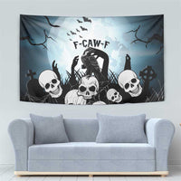 Funny Halloween F’Caw Raven Tapestry Black Bird Crow With Skulls - Wonder Print Shop