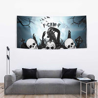 Funny Halloween F’Caw Raven Tapestry Black Bird Crow With Skulls - Wonder Print Shop