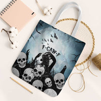 Funny Halloween F’Caw Raven Tote Bag Black Bird Crow With Skulls - Wonder Print Shop