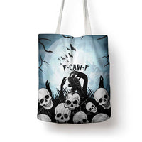 Funny Halloween F’Caw Raven Tote Bag Black Bird Crow With Skulls - Wonder Print Shop