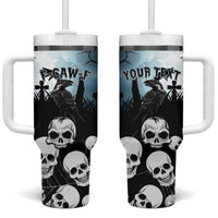 Personalized Funny Halloween F’Caw Raven Tumbler With Handle Black Bird Crow With Skulls - Wonder Print Shop
