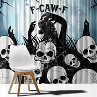 Funny Halloween F’Caw Raven Window Curtain Black Bird Crow With Skulls - Wonder Print Shop