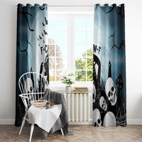 Funny Halloween F’Caw Raven Window Curtain Black Bird Crow With Skulls - Wonder Print Shop