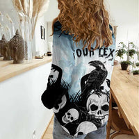 Personalized Funny Halloween F’Caw Raven Women Casual Shirt Black Bird Crow With Skulls - Wonder Print Shop