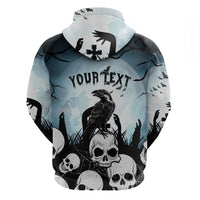 Personalized Funny Halloween F’Caw Raven Zip Hoodie Black Bird Crow With Skulls - Wonder Print Shop